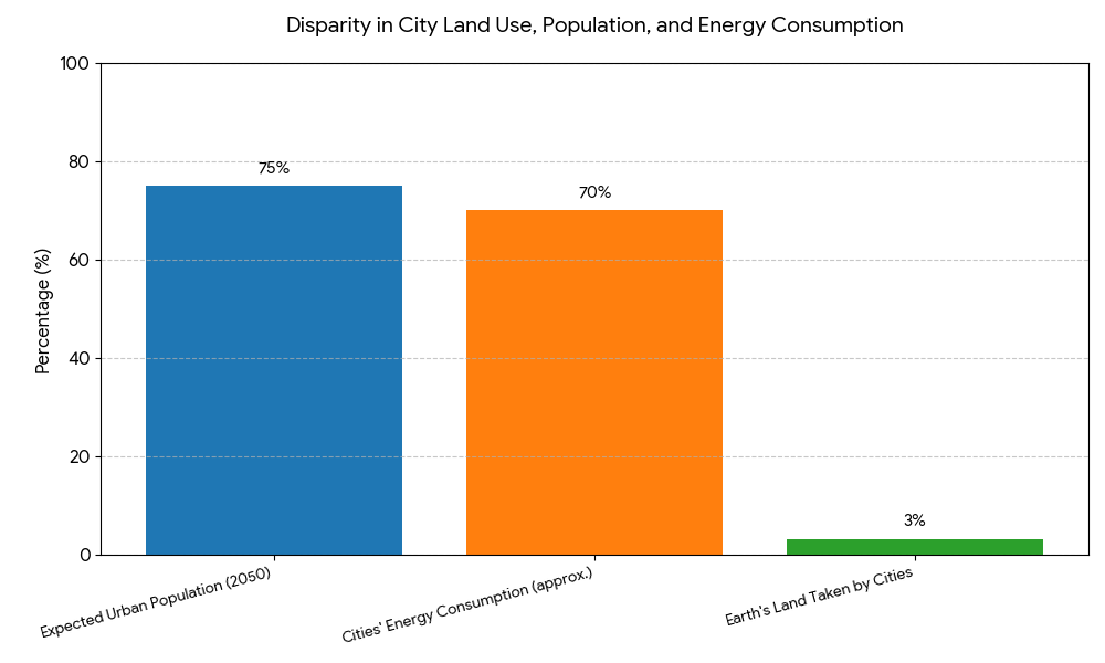 Disparity in City Land Use, Population, and Energy Consumption